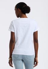 Buffalo David Bitton Moxie Women's Slub Knit V-Neck T-Shirt color WHITE