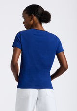 Buffalo David Bitton Moxie Women's Slub Knit V-Neck T-Shirt color SODALITE BLUE