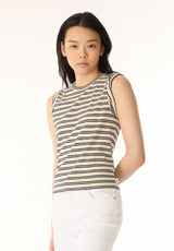 Elayne Women's Sleeveless Striped Top, Marshmallow - KT0180P
