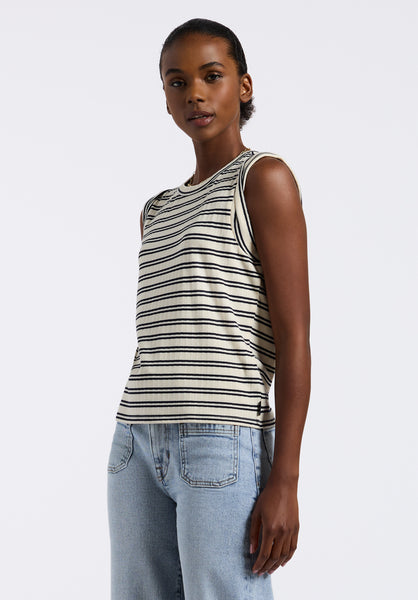 Buffalo David Bitton Elayne Women’s Striped Sleeveless Top color MARSHMALLOW