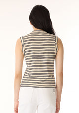 Elayne Women's Sleeveless Striped Top, Marshmallow - KT0180P
