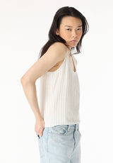 Thurryn Women's Textured Rib Knit Tank Top, Blanc - KT0192P