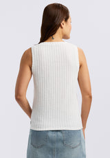 Buffalo David Bitton Thurryn Women's Textured Rib Knit Tank Top color BLANC