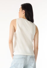 Thurryn Women's Textured Rib Knit Tank Top, Blanc - KT0192P