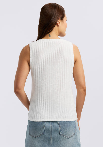 Buffalo David Bitton Thurryn Women's Textured Rib Knit Tank Top color BLANC