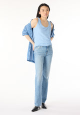 Thurryn Women's Textured Rib Knit Tank Top, Placid Blue - KT0192P