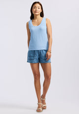 Buffalo David Bitton Thurryn Women's Textured Rib Knit Tank Top color PLACID BLUE