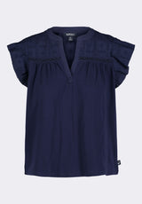 Buffalo David Bitton Mckaylie Women's Split Neck Top with Ruffle Detail color