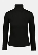 Mavra Women's Ribbed Turtleneck Top color BLACK