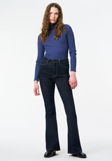 Mavra Women's Ribbed Turtleneck Top color OCEANA