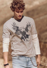 Buffalo David Bitton Teagle Men's Graphic T-Shirt with Eagle Print color HEATHER GREY