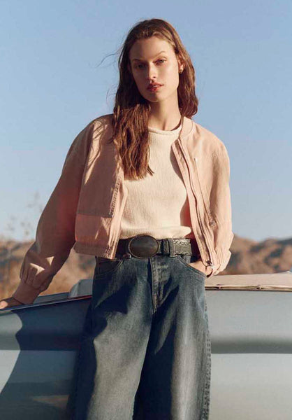 Buffalo David Bitton Pyper Women's Cropped Zip-Up Jacket color CAMEO ROSE