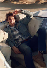 Buffalo David Bitton Sagrino Men's Short-Sleeve Plaid Fitted Shirt color MIRAGE