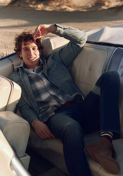 Buffalo David Bitton Sagrino Men's Short-Sleeve Plaid Fitted Shirt color MIRAGE