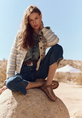 Buffalo David Bitton Amaranth Women's Striped Open Knit Cardigan color CLOUD