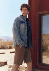 Sheldon Men’s Long-Sleeve Shirt in Light Denim Blue - BM22636