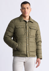 Ericson Men's Quilted Button-Front Jacket, Green - OBMOE001