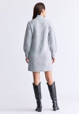 Robe pull en maille torsadée à col roulé Levelle pour femmes, gris - SD0005H