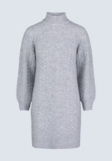Robe pull en maille torsadée à col roulé Levelle pour femmes, gris - SD0005H