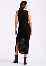Buffalo David Bitton Bronwen Women's Sleeveless Open-Knit Midi Dress color BLACK