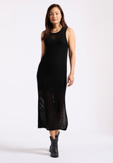 Buffalo David Bitton Bronwen Women's Sleeveless Open-Knit Midi Dress color BLACK