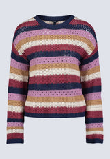 Chandail rayé en maille à manches longues pour femme Wrenlee, en couleur Beaujolais - SW0074F