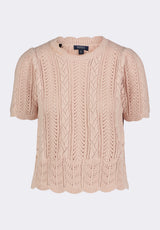 Buffalo David Bitton Posey Women's Short-Sleeve Crochet Knit Sweater Top color CAMEO ROSE