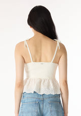 Picabo Women's Textured Knit Peplum Top, Blanc - SW0109P