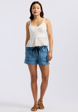 Buffalo David Bitton Picabo Women's Textured Cotton Peplum Top color BLANC