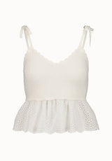 Picabo Women's Textured Knit Peplum Top, Blanc - SW0109P