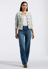 Buffalo David Bitton Amaranth Women's Striped Open Knit Cardigan color CLOUD