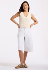 Buffalo David Bitton Merrybell Women's Pointelle Knit Button-Down Vest color EGRET