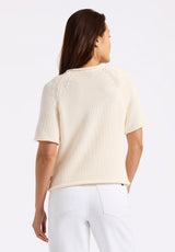 Buffalo David Bitton Devora Women’s Light Knit Short-Sleeve Sweater color PARCHMENT