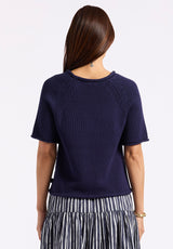 Buffalo David Bitton Devora Women’s Light Knit Short-Sleeve Sweater color PEACOAT