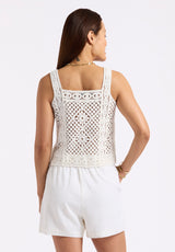 Buffalo David Bitton Thalassa Women's Crochet Tank Top color BLANC