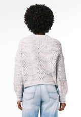 Erdem Women's Textured Open-Knit Sweater with V-Neck color LT HR GREY