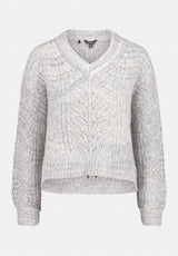 Erdem Women's Textured Open-Knit Sweater with V-Neck color LT HR GREY