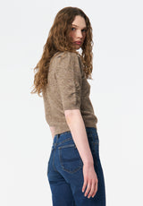 Bettey Women's Puff Shoulder Short-Sleeve Sweater color CEDAR