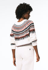 Glenda Women's Fair Isle Knit Crewneck Sweater color IVORY