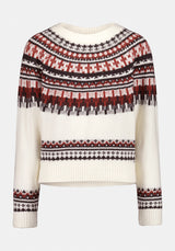 Glenda Women's Fair Isle Knit Crewneck Sweater color IVORY
