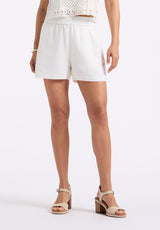 Buffalo David Bitton Giustina Women's Linen Blend High-Waisted Shorts color BLANC