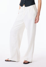 Adelina Women's Linen Blend Wide Leg Pants, Off White - WB0027P