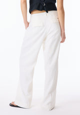 Adelina Women's Linen Blend Wide Leg Pants, Off White - WB0027P