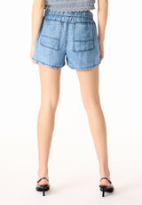 Lillee Women's Chambray Shorts with Utility Pockets, Light Vintage - WB0019P