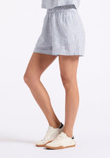 Buffalo David Bitton Giustina Women's Linen Blend Striped High-Waisted Shorts color NAVY