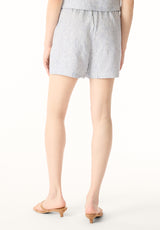 Giustina Women's Linen Blend Striped High-Waisted Shorts, Navy - WB0021P