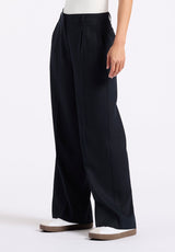 Buffalo David Bitton Adelina Women's Linen Blend Wide-Leg Pants color BLACK