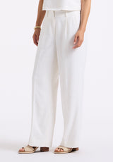 Buffalo David Bitton Adelina Women's Linen Blend Wide-Leg Pants color BLANC