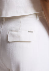 Buffalo David Bitton Adelina Women's Linen Blend Wide-Leg Pants color BLANC