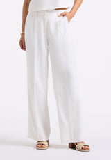 Buffalo David Bitton Adelina Women's Linen Blend Wide-Leg Pants color BLANC